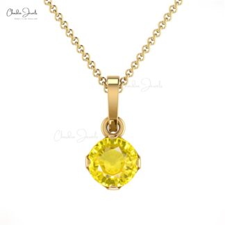 Natural Yellow Sapphire Dangle Pendant With Pure 14k Gold Gemstone Light Weight Jewelry