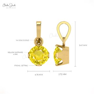 Natural Yellow Sapphire Dangle Pendant With Pure 14k Gold Gemstone Light Weight Jewelry