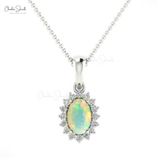 Dangle Dual Birthstone Pendant In Solid 14k Gold Fire Opal And Halo Diamond Pendants