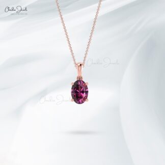 Oval Cut 7x5mm Natural Rhodolite Garnet Pendant