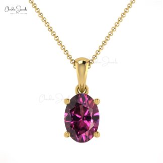 Oval Cut 7x5mm Natural Rhodolite Garnet Pendant
