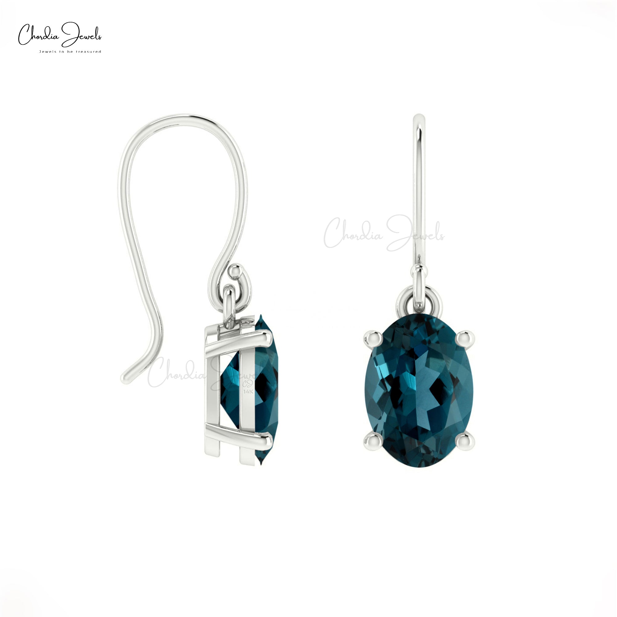 Trendy Fashionable Danglers in 14k Pure Gold December Birthstone Natural London Blue Topaz Dangling Earrings Minimalist Jewelry For Wife