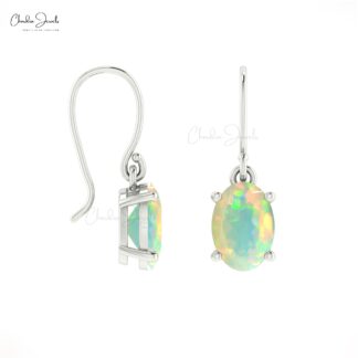 Classic 7x5mm Natural Opal Drop Earring With 14K Solid Gold