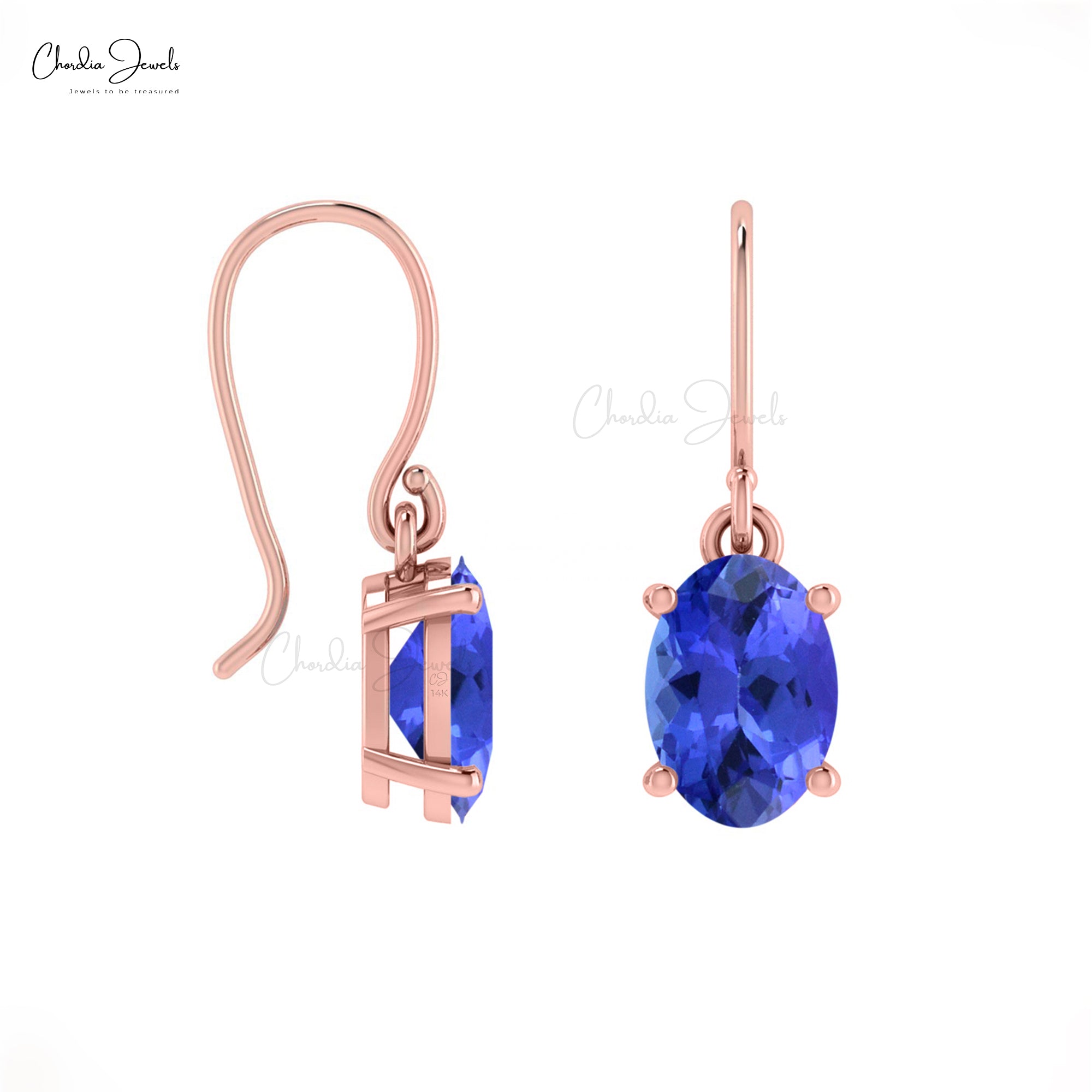 Oval-Cut Tanzanite Dangle Earrings 1.6ct December Birthstone 14k Gold Jewelry For Love