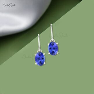 Oval-Cut Tanzanite Dangle Earrings 1.6ct December Birthstone 14k Gold Jewelry For Love