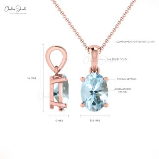 Aquamarine March Birthstone Pendant Gift For Her