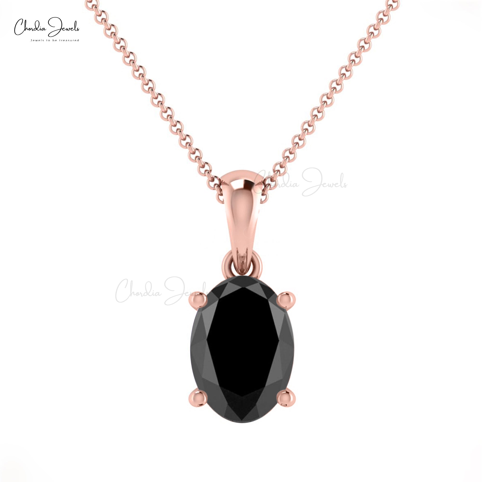 Solid 14k Gold Dangle Pendant in 0.8 Ct Black Diamond Handmade Necklace For Her