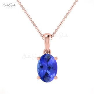 Natural Tanzanite Solitaire Charm In 14k Solid Gold Gemstone Minimalist Pendant