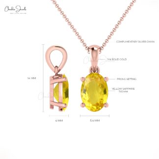 Natural Yellow Sapphire 14k Gold Dangle Pendant With 0.8 Ct Gemstone Fine Jewelry