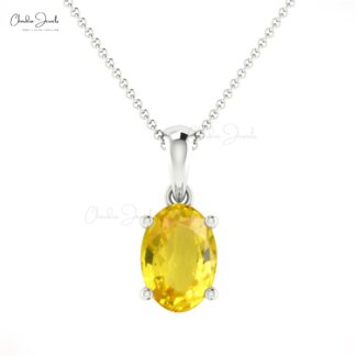 Natural Yellow Sapphire 14k Gold Dangle Pendant With 0.8 Ct Gemstone Fine Jewelry