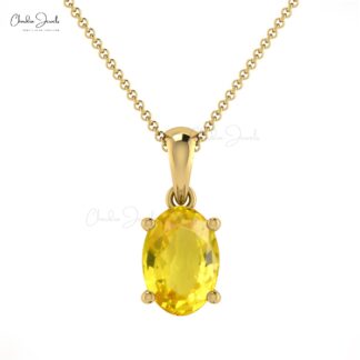 Natural Yellow Sapphire 14k Gold Dangle Pendant With 0.8 Ct Gemstone Fine Jewelry