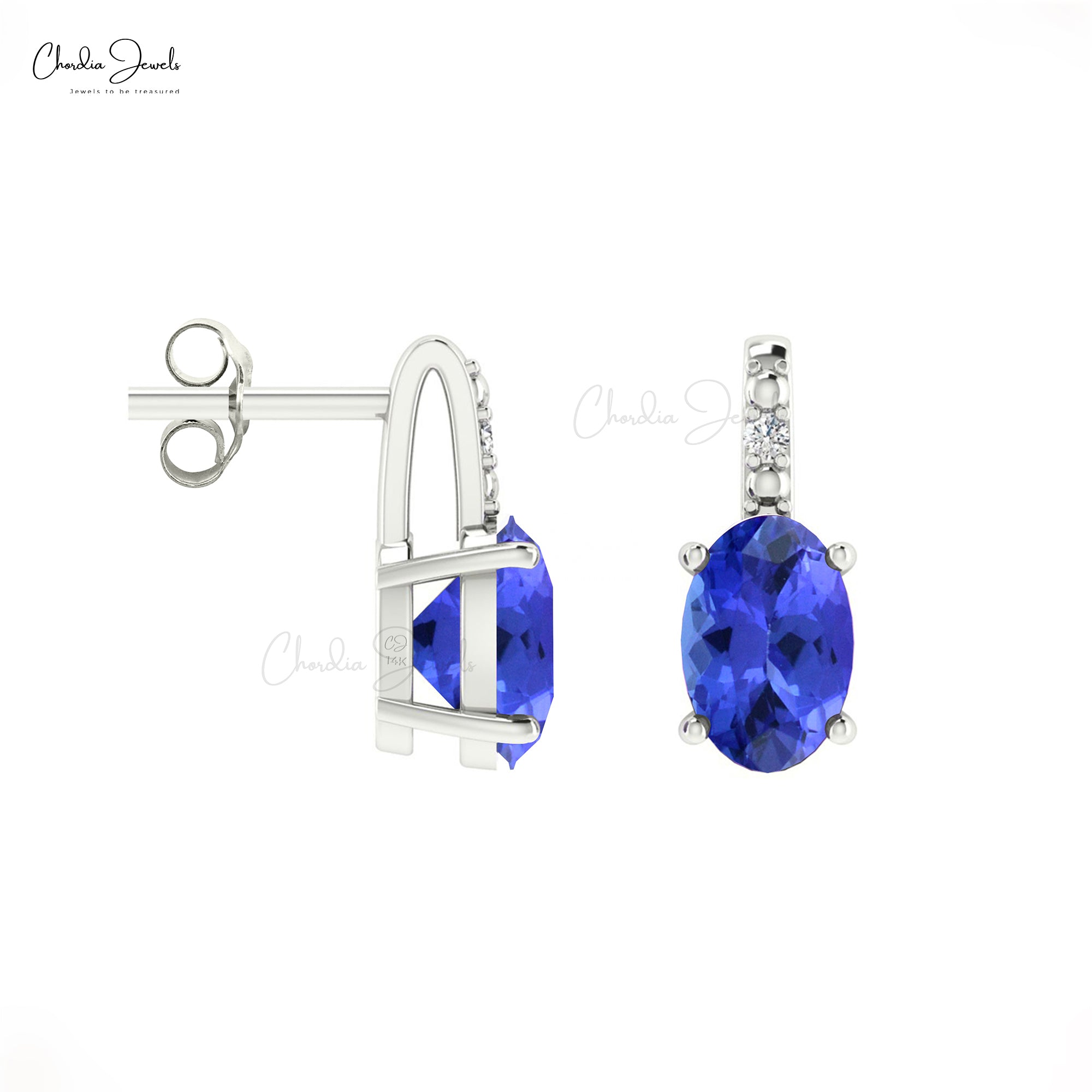 Dainty Tanzanite Diamond Stud Earrings timeless style