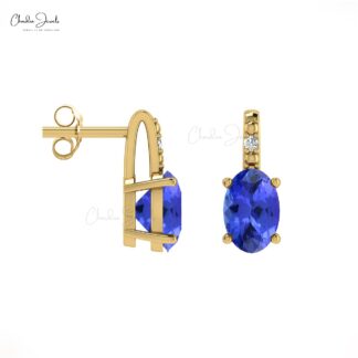 Small Tanzanite Diamond Stud Earrings elegant jewelry