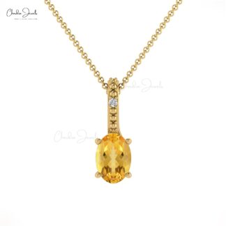 AAA Citrine 0.54 Ct Gemstone And Diamond Hidden Bail Pendant In 14k Gold Fine Jewelry