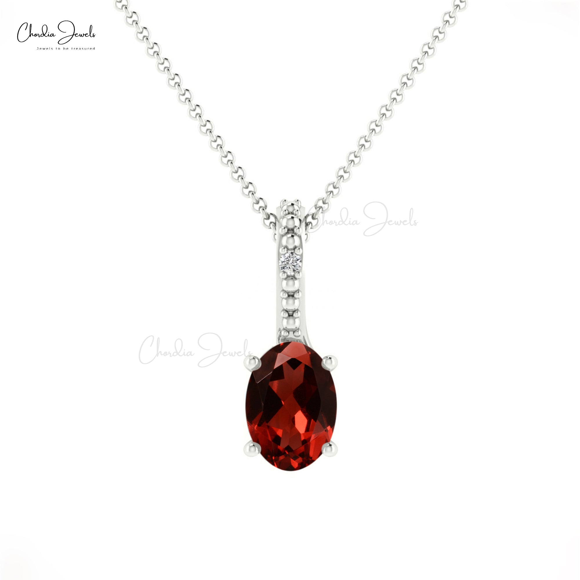 Two Stone Women Pendant in 14k Real Gold With 0.58 Red Garnet Gemstone Necklace
