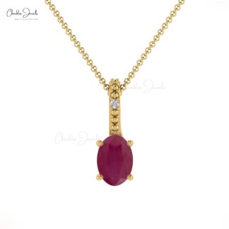 Dual Birthstone Charm In 14k Real Gold Burma Ruby And Diamond Locket Pendant