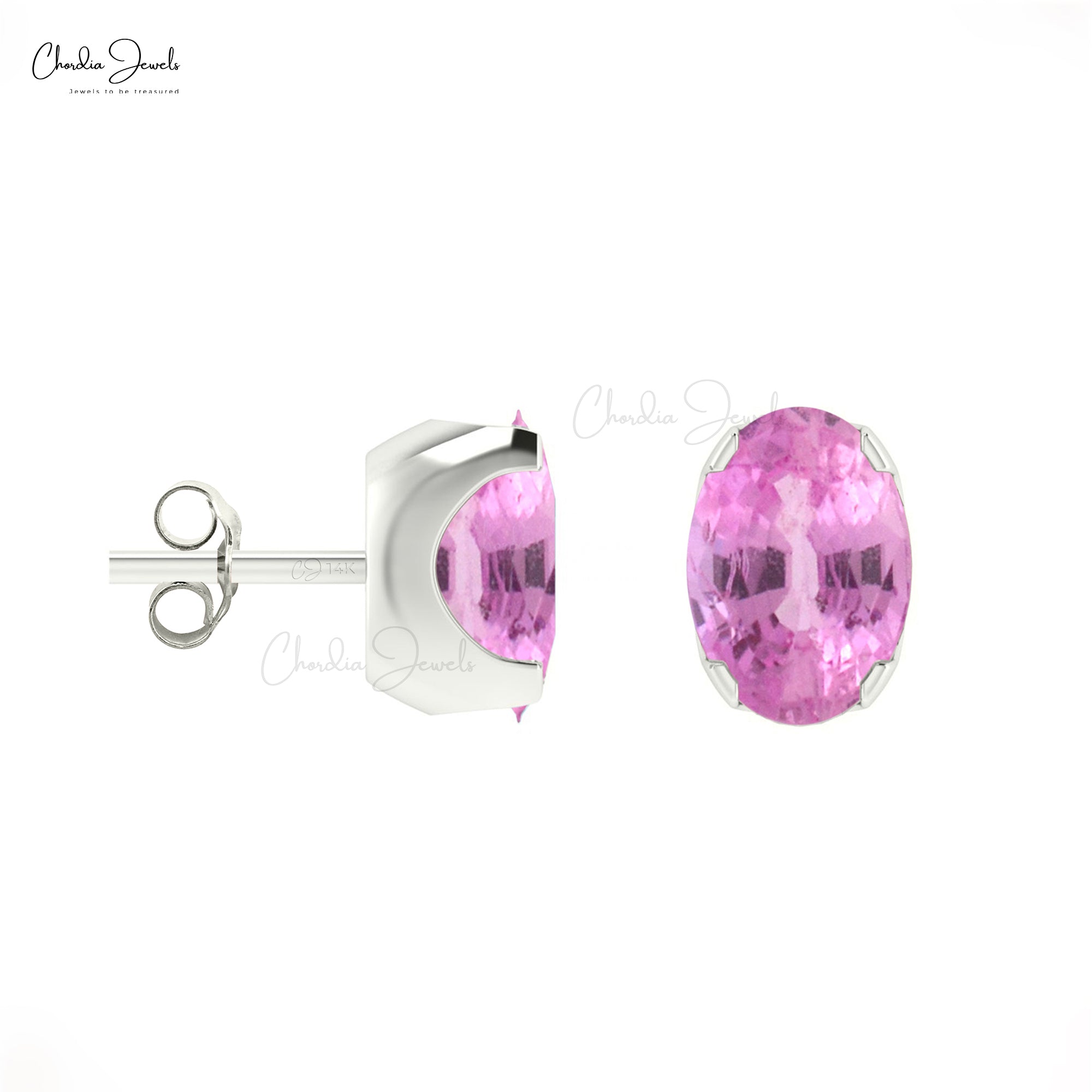 Prong Set Natural Pink Sapphire Stud Earrings 14k Real Gold 0.88 Ct Oval Gemstone Minimalist Earrings For Her