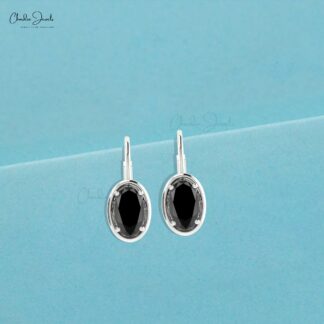 Authentic Black Diamond Dangle Earrings 14k Solid Gold April Birthstone Lever back Earring
