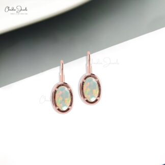 7x5mm Natural Opal Lever Back Hoop Earring