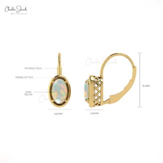 7x5mm Natural Opal Lever Back Hoop Earring