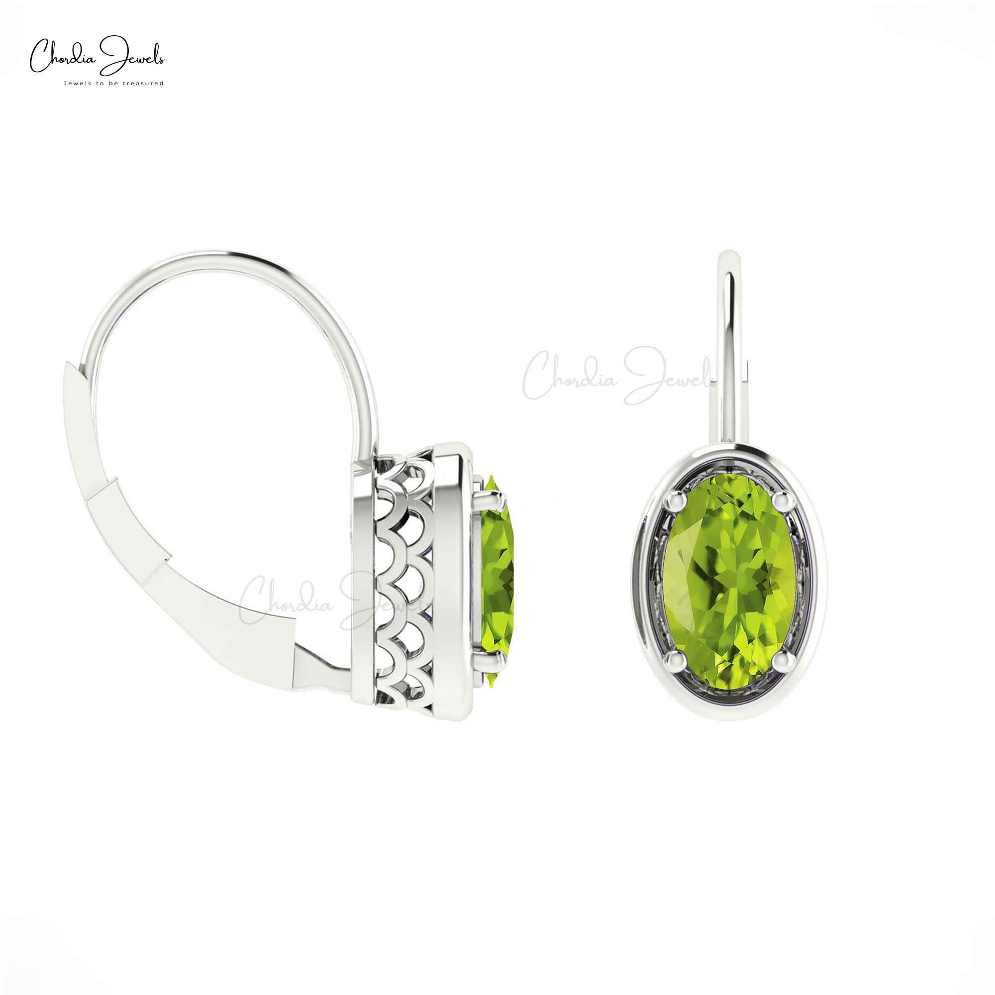 Real 14k Gold Natural Peridot Lever Back Earrings 7x5mm Oval Cut Gemstone Prong Set Handmade Earrings For Valentine’s Day Gift