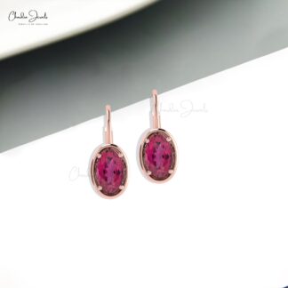 7x5mm Natural Tourmaline Lever Back Hoop Earring