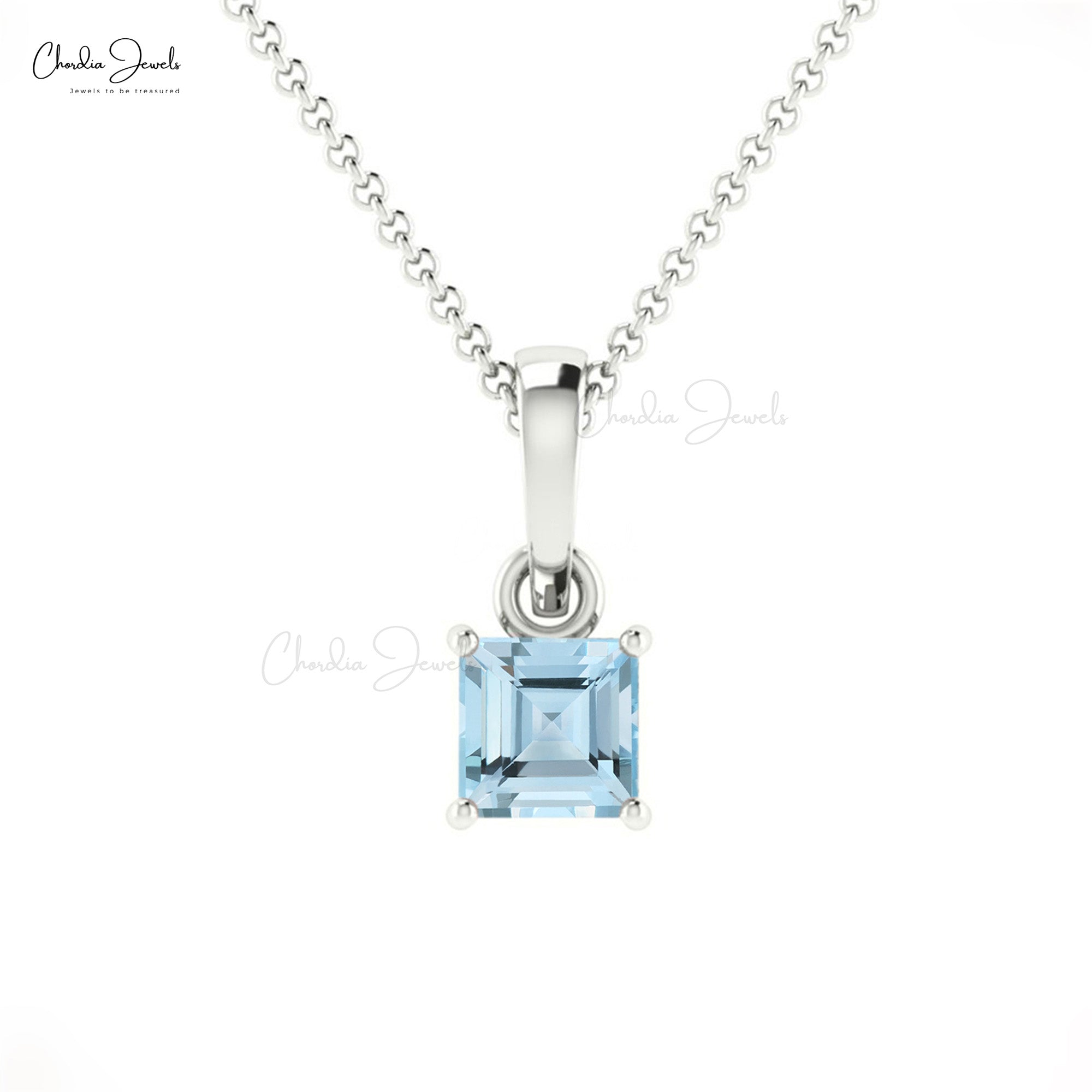 Single Stone Dangle Pendant In 14k Solid Gold Aquamarine Solitaire Women Necklace
