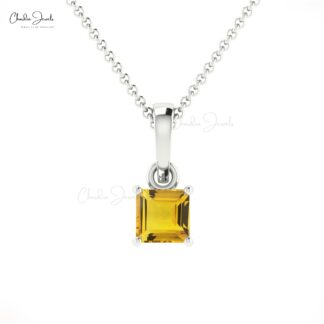 Natural Citrine Solitaire Pendant in 14k Solid Gold Gemstone Fine Jewelry For Her