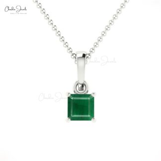 Natural 0.35ct Emerald Gemstone Pendant 14k Solid Gold Single Stone Pendant For Wedding Gift