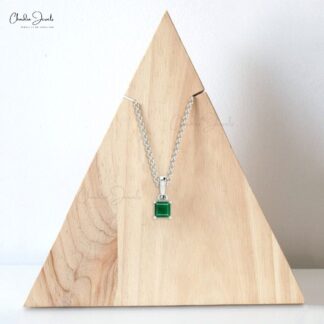 Natural 0.35ct Emerald Gemstone Pendant 14k Solid Gold Single Stone Pendant For Wedding Gift