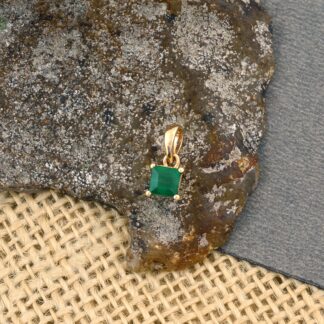Genuine Emerald 4mm Square Pendant In 14k Yellow Gold Solitaire Light Weight Necklace