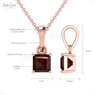 Garnet Gemstone in 14k Solid Gold Pendant Jewelry