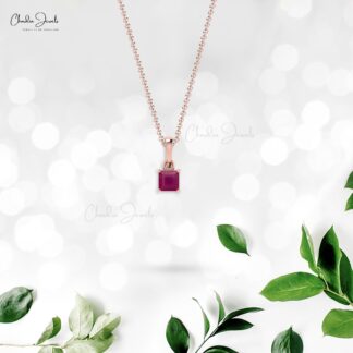 Solitaire Minimal Pendant in 14k Real Gold Burma Ruby 4mm Gemstone Necklace For Her