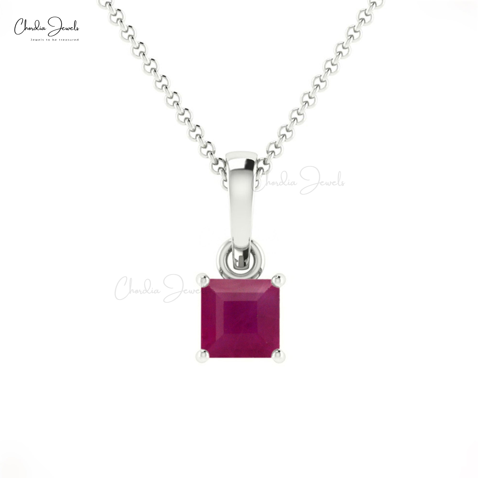 Solitaire Minimal Pendant in 14k Real Gold Burma Ruby 4mm Gemstone Necklace For Her