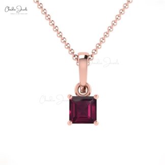 Pure 14k Gold Dangle Charm with 4mm Rhodolite Garnet Solitaire Pendant For Mom