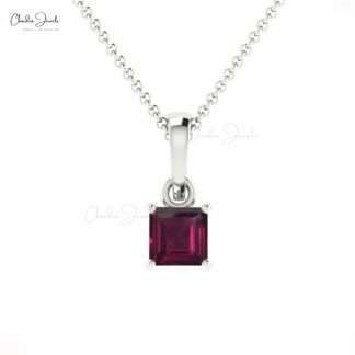 Pure 14k Gold Dangle Charm with 4mm Rhodolite Garnet Solitaire Pendant For Mom