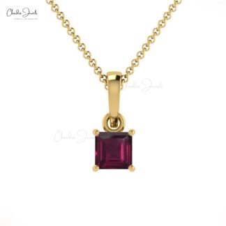 Pure 14k Gold Dangle Charm with 4mm Rhodolite Garnet Solitaire Pendant For Mom