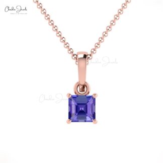 Solitaire Minimalist Pendant In Solid 14k Gold Tanzanite 0.35 Ct Gemstone Necklace