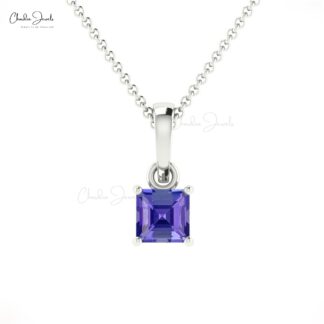 Solitaire Minimalist Pendant In Solid 14k Gold Tanzanite 0.35 Ct Gemstone Necklace