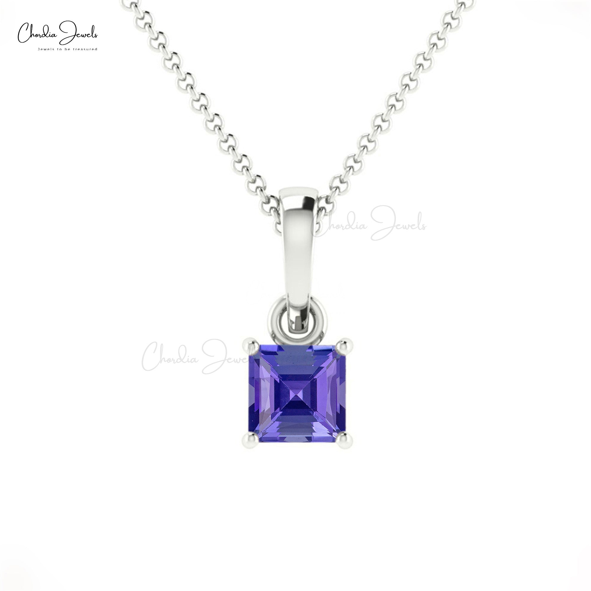 Solitaire Minimalist Pendant In Solid 14k Gold Tanzanite 0.35 Ct Gemstone Necklace
