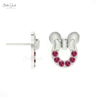 AAA Pink Tourmaline Brilliant Round Cut Gemstone Studs Earring 14k Solid Gold Earrings For Women’s
