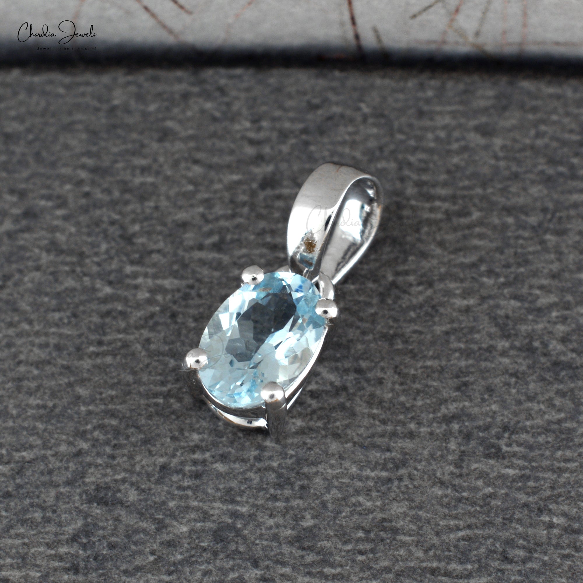Dangle Dainty Charm In 14k Solid White Gold Aquamarine 0.4 Ct Gemstone Solitaire Pendant