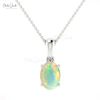 Solitaire Wedding Charm in 0.28 Ct Fire Opal Gemstone 14k Solid Gold Dangle Pendant