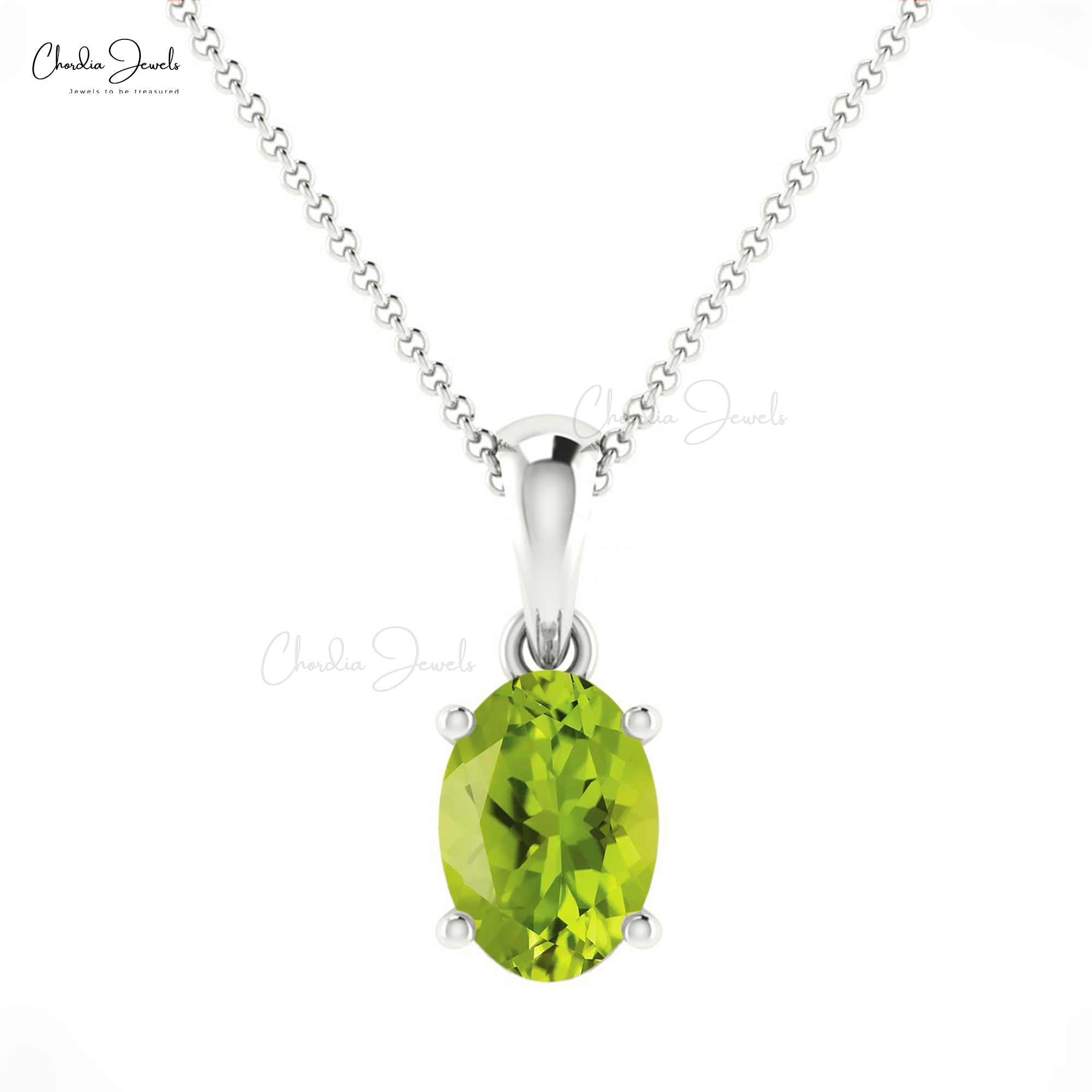 Genuine Peridot Solitaire Pendant in 14k Solid Gold Gemstone Minimal Jewelry For Her
