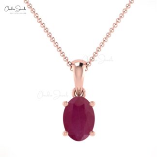 Single Stone Pendant In Solid 14k Gold Burma Ruby 0.41 Ct Gemstone Solitaire Necklace