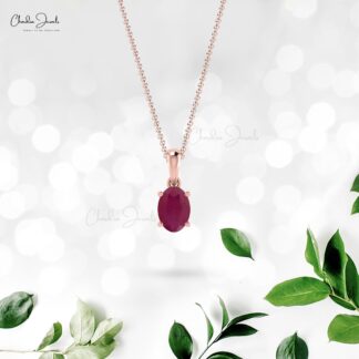Single Stone Pendant In Solid 14k Gold Burma Ruby 0.41 Ct Gemstone Solitaire Necklace