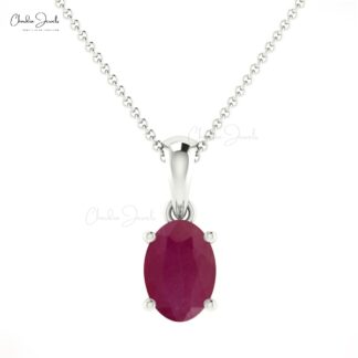 Single Stone Pendant In Solid 14k Gold Burma Ruby 0.41 Ct Gemstone Solitaire Necklace