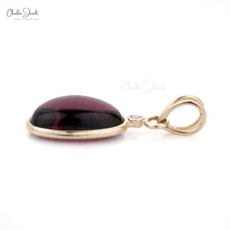 Dangle 2 Stone Pendant With 12x7mm Pink Tourmaline And Diamond 14k Yellow Gold Necklace