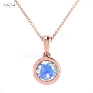 Delicate Dangle Wedding Pendant in Pure 14k Gold Moonstone Gemstone Necklace For Her