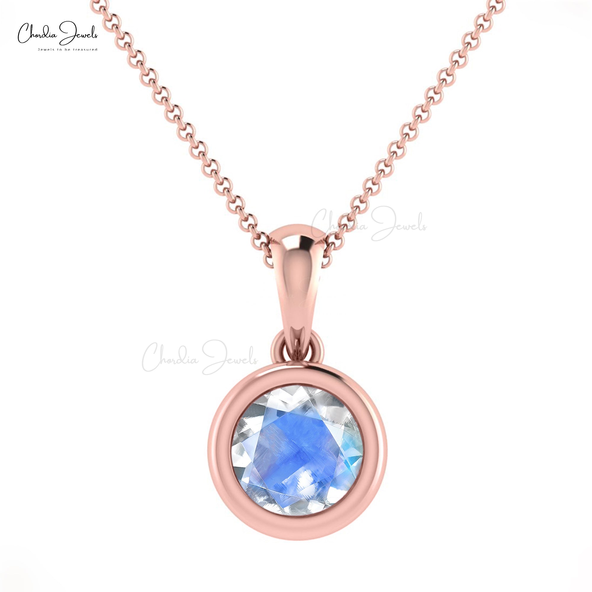 Delicate Dangle Wedding Pendant in Pure 14k Gold Moonstone Gemstone Necklace For Her